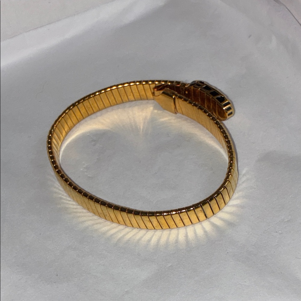 Gold-Tone Snake Head Stretch Bracelet with Enamel Accents - Picture 6 of 6